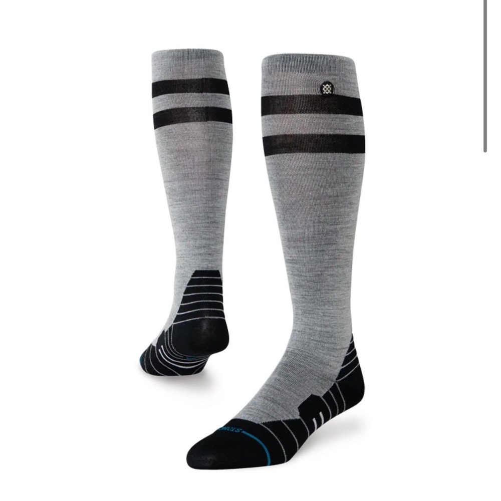 Stance Joven UL Merino Wool OTC Socks Mens Large 9-13 Gray Black Stripe New